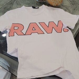 G Star Raw White Logo T Shirt